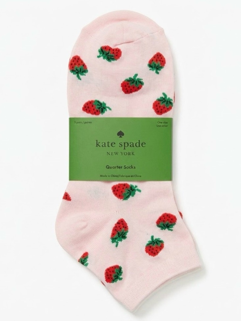 Kate Spade Strawberry Quarter Socks 3-Pack